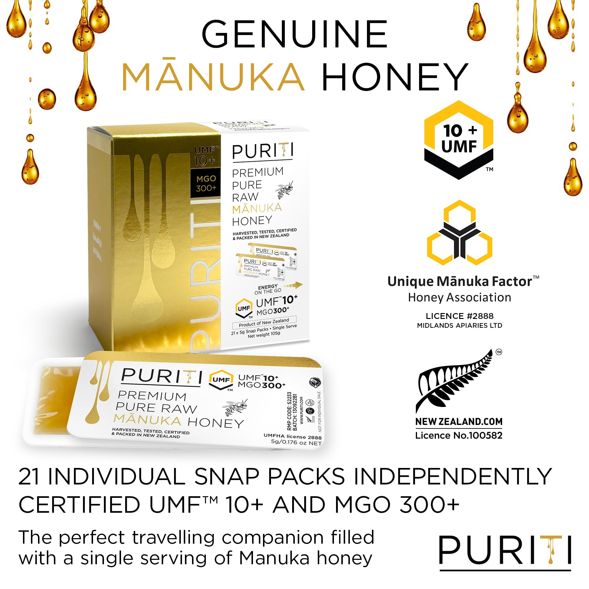 Amazon.com : PURITI Genuine Raw Manuka Honey Snaps On The Go - UMF